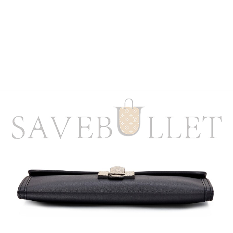 HERMÈS NOIR SWIFT AND LIZARD JIGE ELAN (21.5*12.5*2cm)